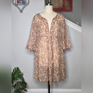 Diane Von Furstenberg Sheer Dress Beige Silk Cotton Size Medium
